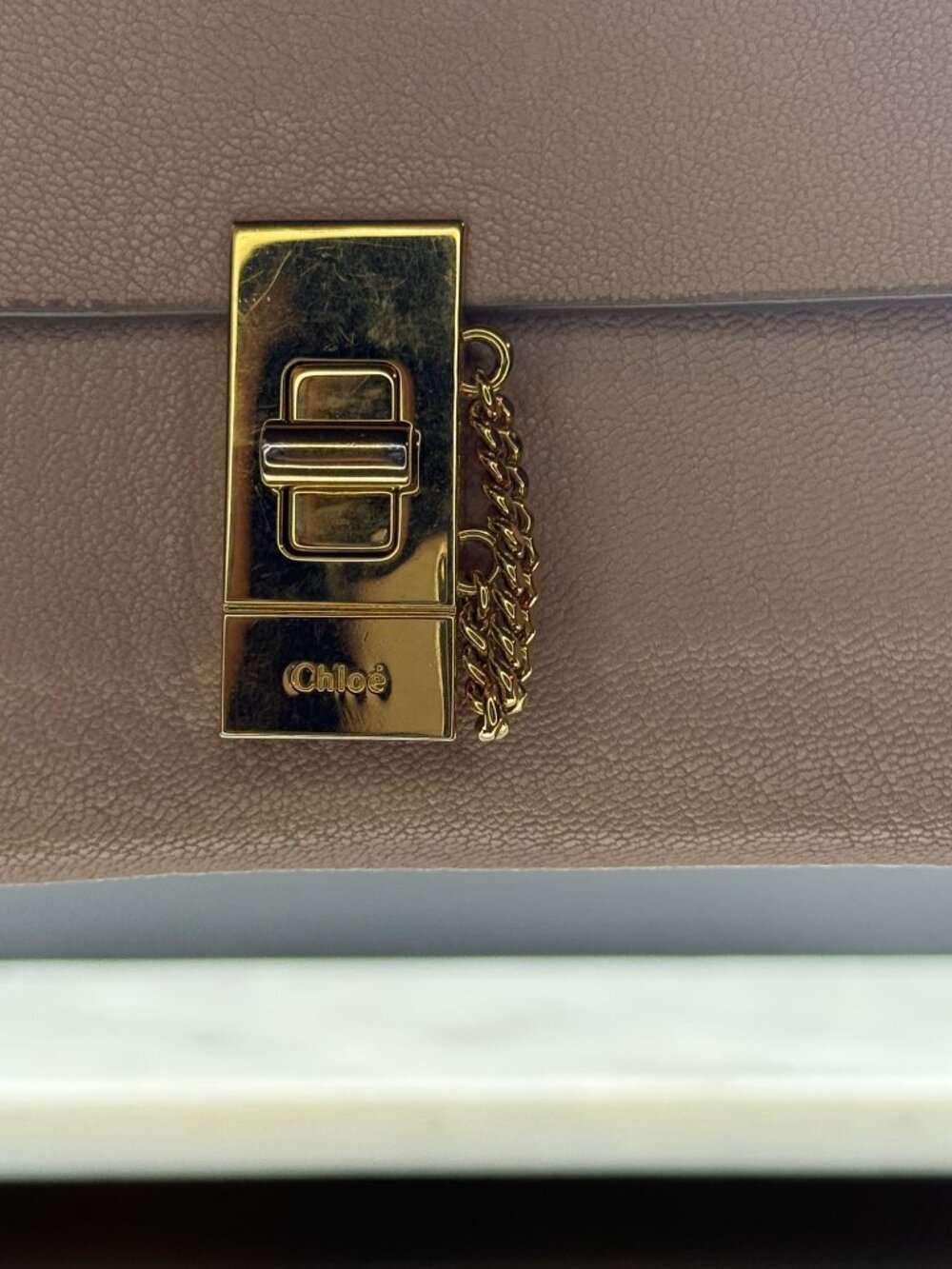 Authentic Chloe Drew Flap Wallet Pink Leather, Gold Hardware, Zip Wallet - Picture 6 of 14